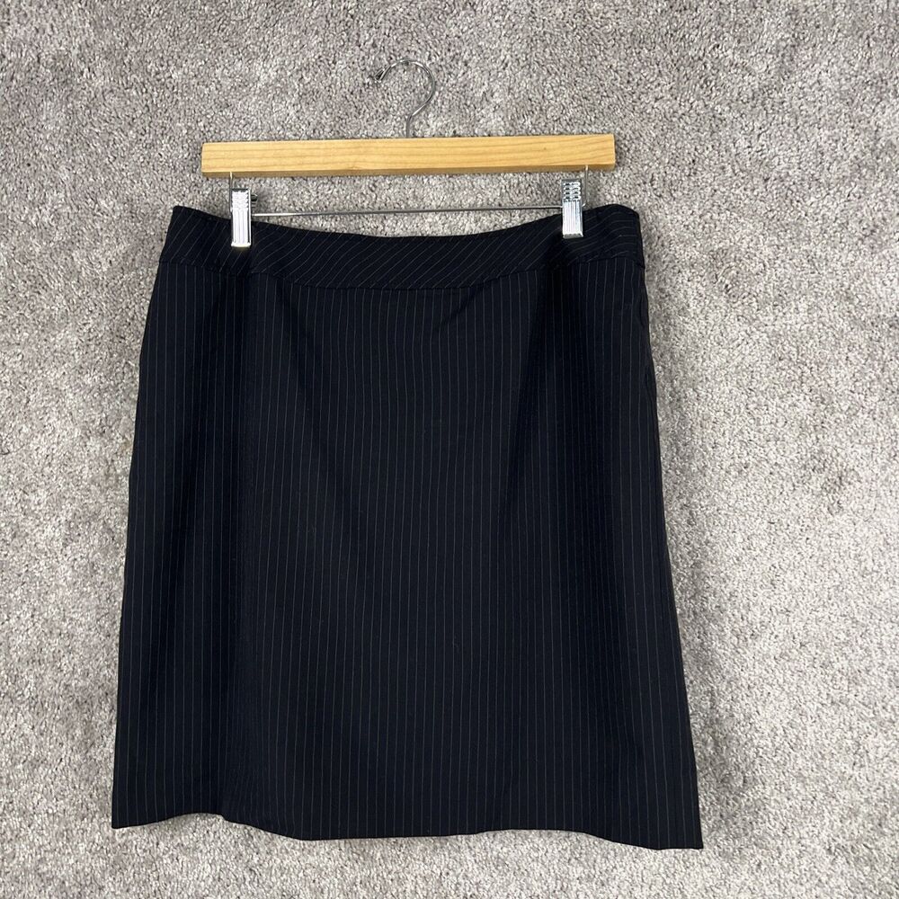 Tahari Skirt Womens Petite 12P Black Pinstripe Lined Mini Business